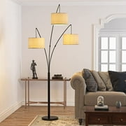 3-Light Arc Floor Lamp Adjustable Arm with Marble Base & 3-Way Switch, 90 Inches Tall Standing Mid Century Floor Lamp for Living Room Bedroom Reading Office Lighting, 3 9W E26 Bulbs Included