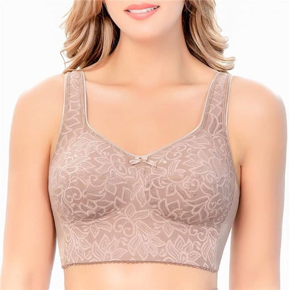 55329523 DARK NU 44B-40D Classic Bra with Padded Straps in Lace & Spandex, Wide Back, Dark Nude - Size 44B-40D
