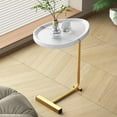 thumbnail image 5 of C-Shaped Side Table & End Table for Small Spaces and Living Room, Modern C Nightstand Suit for Sofa Couch and Bed, White top with Golden Metal Frame 17.72"x11.8"x23.62", 5 of 6