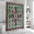 thumbnail image 6 of Farmhouse Flowers Shower Curtain, Waterproof Shower Curtains for Bathroom, Ethnic Retro Abstract Pattern Lattice Washable Fabric Bathtub Curtain Set Bath Decor with 12 Hooks Standard 72"x72", 6 of 8