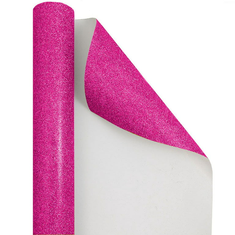 JAM Paper Hot Pink Glitter Wrapping Paper, All Occasion, 25 Sq. ft