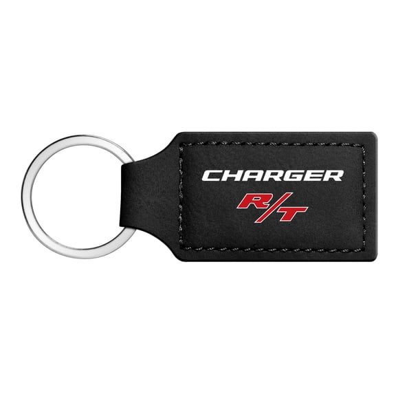 Dodge Charger R/T Rectangular Black Leatherette Key Chain