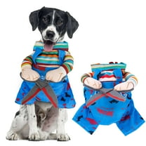 Gustave Dog Halloween Costumes Funny Adjustable Pet Puppy Chucky Costume Cosplay Scary Outfits with Scissor for Small Medium Large Dogs Cats