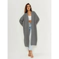 thumbnail image 4 of Women'S Oversized Long Cardigan Open Front Duster Sweater Cardigan Grey M, 4 of 7