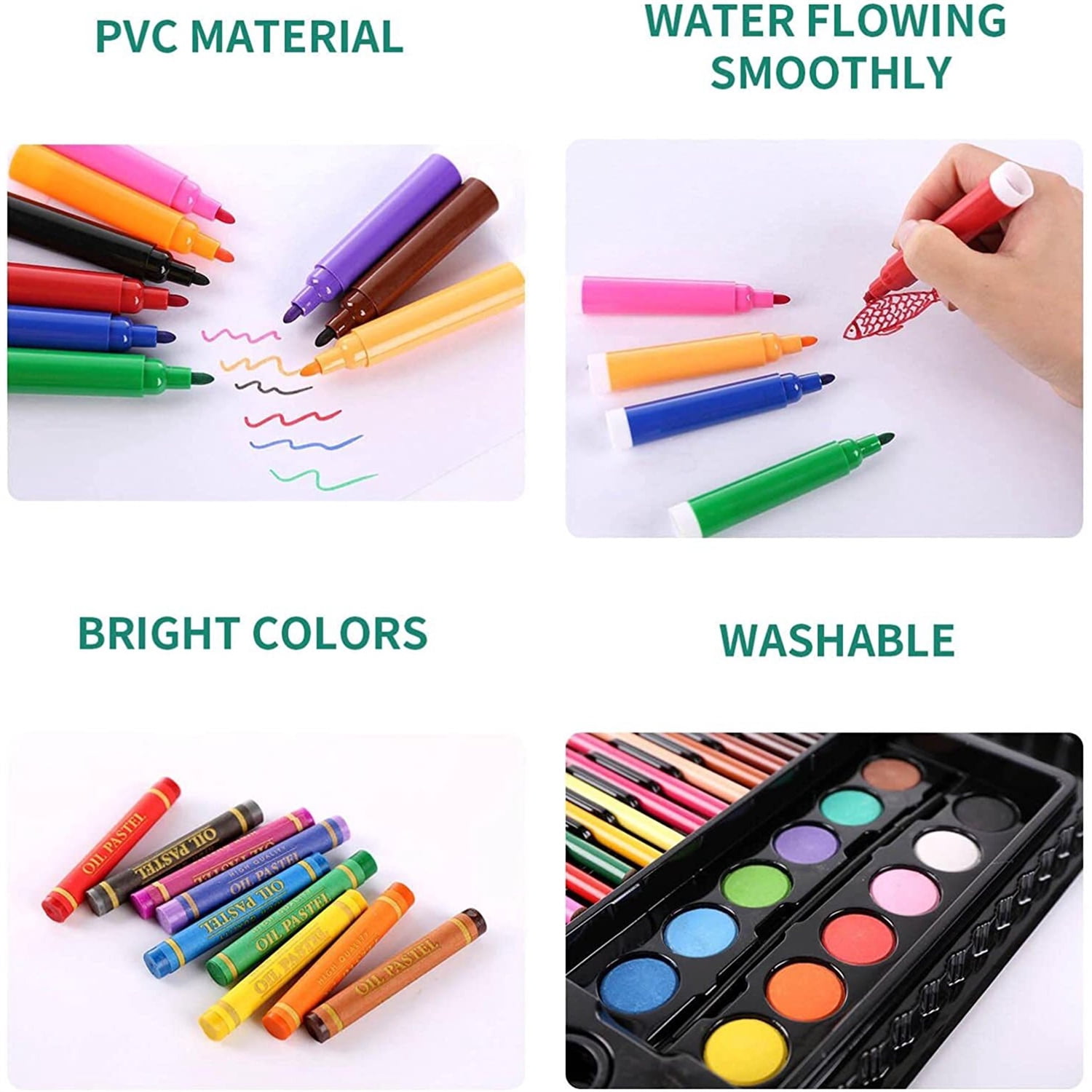 Wiher Drawing Set Kit, Portable Painting & Drawing Art Kit for Kids With Oil Pastels, Crayons, Colored Pencils, Watercolor Pens Art Set for Girls, Boys, Teens -Birthday, Christmas Gift(Pink)