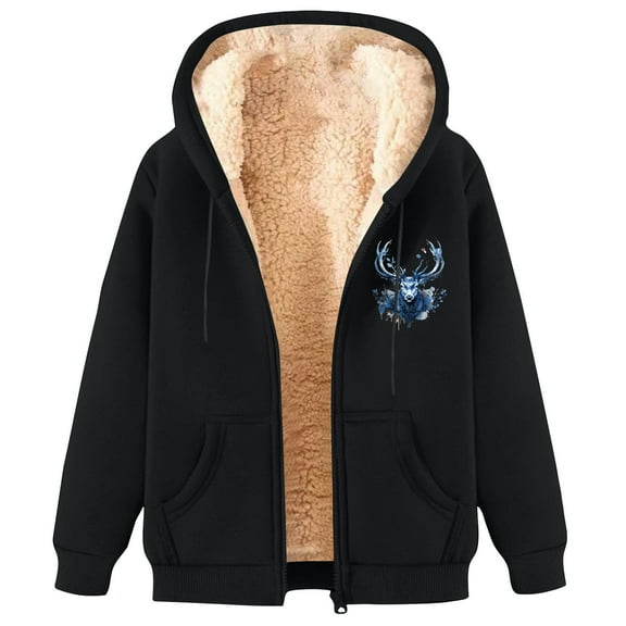 GA WEIHUA Online Deals,Men's Fleece Hoodie Zip Up Jackets Sherpa Lined Warm Winter Hooded Sweatshirt for Men with Pocket(Black,L)