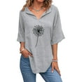 thumbnail image 2 of B91xZ Tunique Femme Mode Col Rond Manches Courtes T-Shirt Printemps Été Blouse Ample, Gris m, 2 of 5