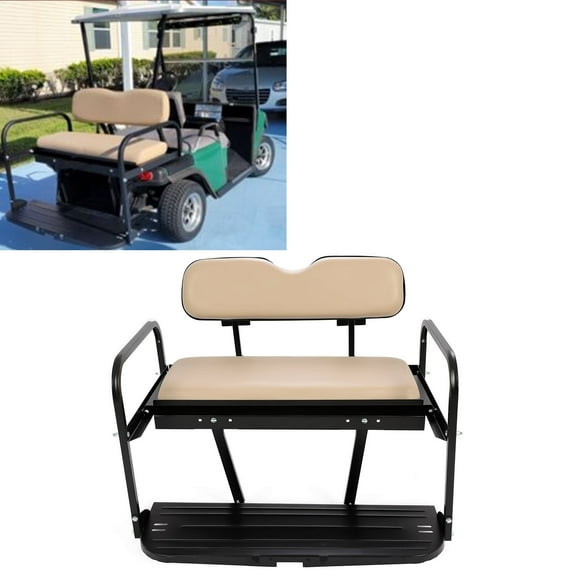 Kojem Golf Cart Flip Folding Rear Back Seat Kit for EZGO Marathon Pre-1994 Tan