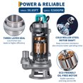 thumbnail image 3 of Submersible Sewage Pump – 1HP 110V Cast Iron – Auto Float Switch – 5280 GPH – 50.85ft Head – Basement & Septic – 2" Outlet – Gray, 3 of 6