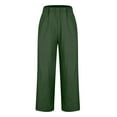 thumbnail image 4 of Bloomae Cotton Linen Pants Women Summer Elastic High Waist Comfy Lounge Pants Plus Size Straight Leg Slack Casual Trouser with Pocket Army Green#03 XXXL, 4 of 7
