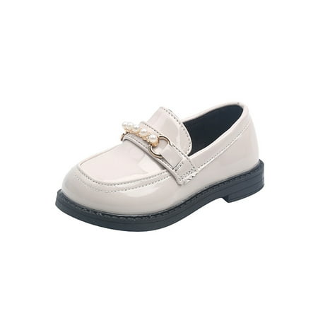 

Difumos Kids Casual Round Toe Loafers Comfort Loafer Uniform Slip On School Shoes Beige 7C