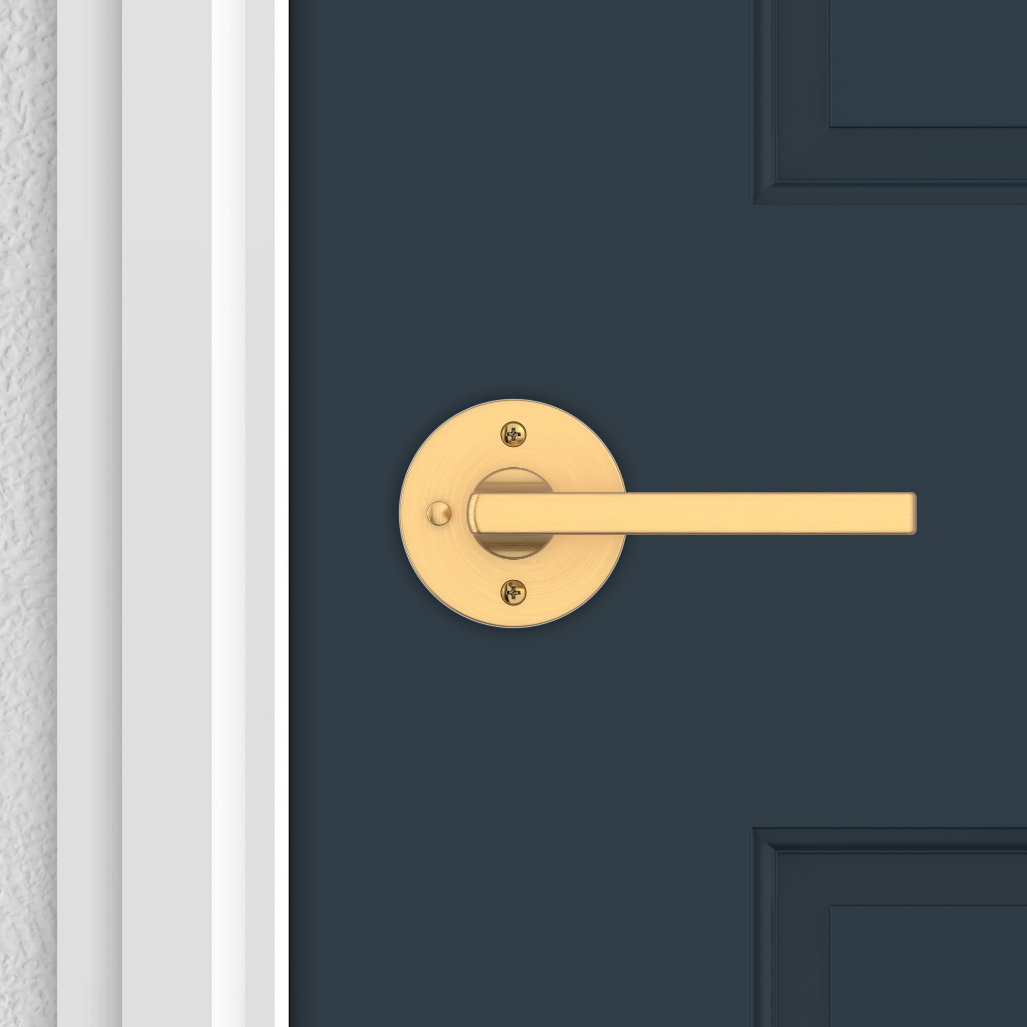 Baldwin Square Privacy Door Lever with Contemporary Round Rose - image 2 of 7