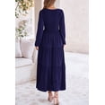 thumbnail image 2 of Vestido midi PRETTYGARDEN para mujer con cuello en V fruncido, azul marino, 2 of 9