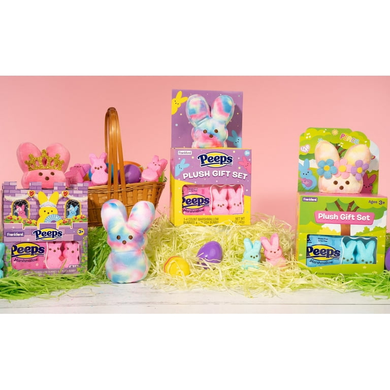 Peeps Easter Plush Flower Power Bunny Toy, Stuffed Candy Basket