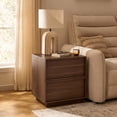 thumbnail image 4 of Treocho 2 Drawers Nightstand Set of 2, 18" Wood Finished w/Modern Concealed Handle, Walnut, 4 of 7