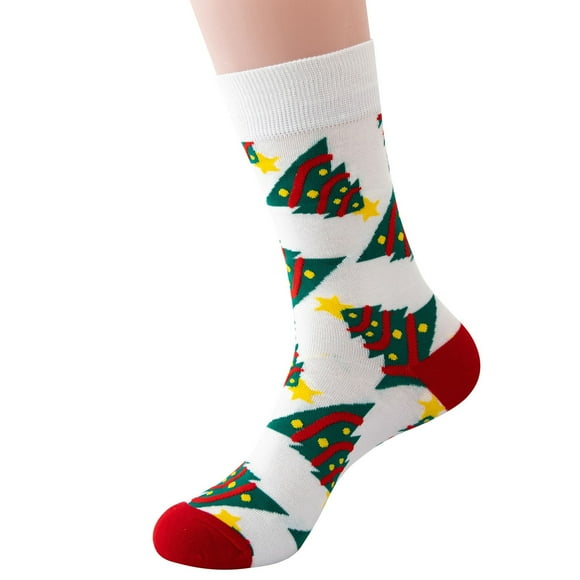 MZXELPRJD No Show Socks Womens Warm Christmas Fashion Windproof Printing Mid Tube Socks Long Tube Cotton, White Ankle Socks White