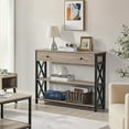 thumbnail image 2 of LINJH Console Table with Drawer, Entryway Table with 3 Tier Storage Shelves, Narrow Long Sofa Table for Entryway, Living Room, Hallway, Couch, Kitchen, Metal Frame，Grey, 2 of 9