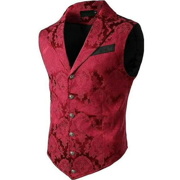 Gotinc Mens Victorian Suit Vest Steampunk Gothic Waistcoat, Men's Casual Vest Halloween Stage Performance Costume