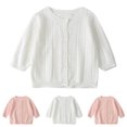 thumbnail image 4 of Odeerbi 6M-3Y Toddler Girls Knitted Cotton Cardigan Breathable Kids Fashion Cute Color Long Sleeved Thin Style Button Cardigan Coat Baby Clothes White, 4 of 4