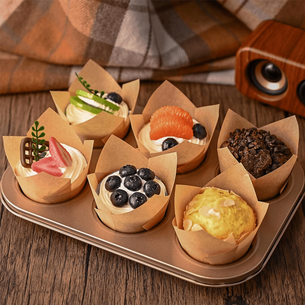 120 Counts Natural Tulip Cupcake Liners for Baking Cups Parchment Paper Muffin Liners Holders Tulip Cupcake Liners Walmart