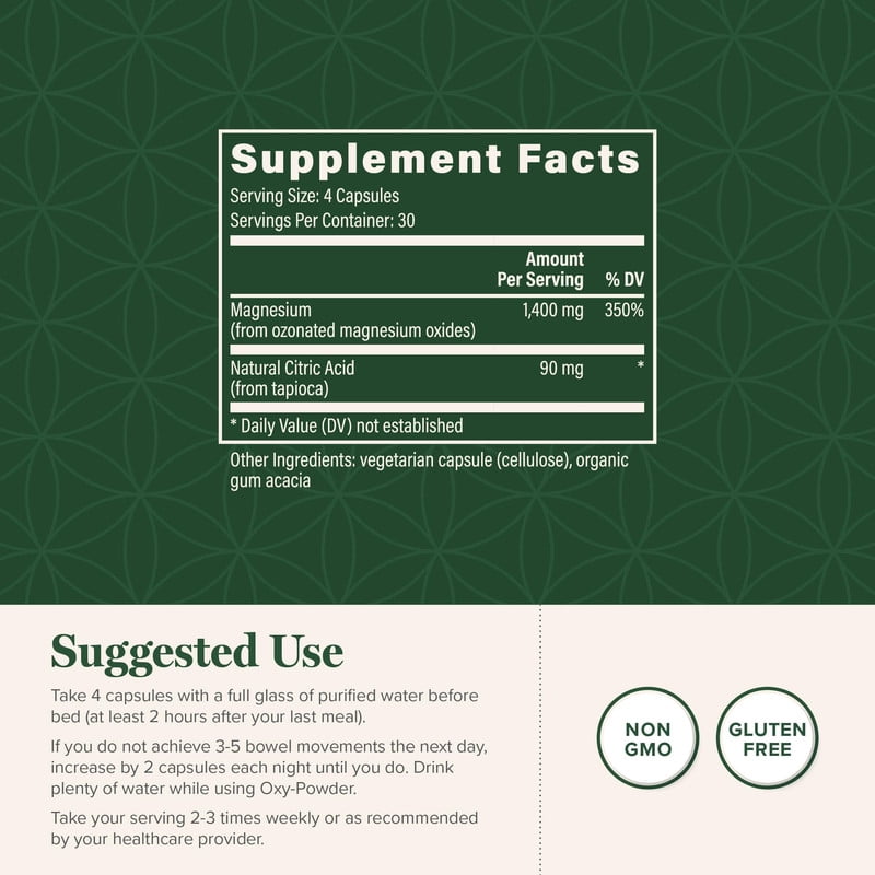 Global Healing Center Oxy-Powder Oxygen Based Safe and Natural Colon Cleanser and Relief from Occasional Constipation 120 Capsules