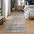 thumbnail image 3 of Bloom Rugs Washable Non-Slip 7 ft Runner - Beige Brown / Teal Traditional Oriental Runner for Entryway, Hallway, Bathroom, and Kitchen - Exact size: 2'6" x 7', 3 of 10
