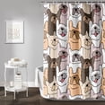 thumbnail image 2 of Cute Dog Shower Curtain,Cartoon Pug Dog Printed Bath Curtain Gifts for Kids,Lovely Puppy Polyester Waterproof with 12 Plastic Hooks 72" W*72" H, 2 of 6