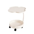 thumbnail image 2 of Mesa auxiliar moderna con ruedas y 4 hojas - Mesa auxiliar móvil color crema para sala de estar - Mesa nido de 2 niveles con ruedas - Estructura de hierro resistente, 2 of 6