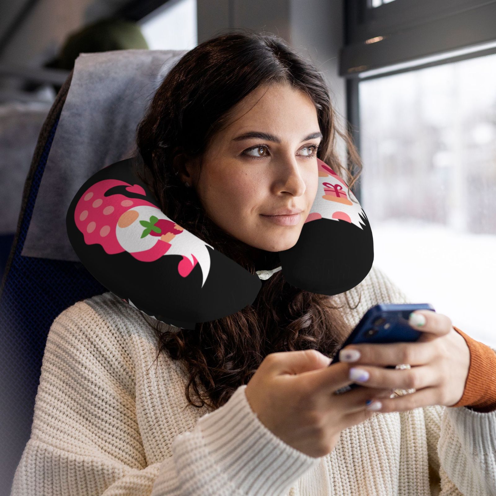 Xecao Love You Mom Print Memory Foam Cervical Neck Pillow Versatile U-Shaped Pillows for Home,Office,Camping,Travelling,Soft Washable Cover