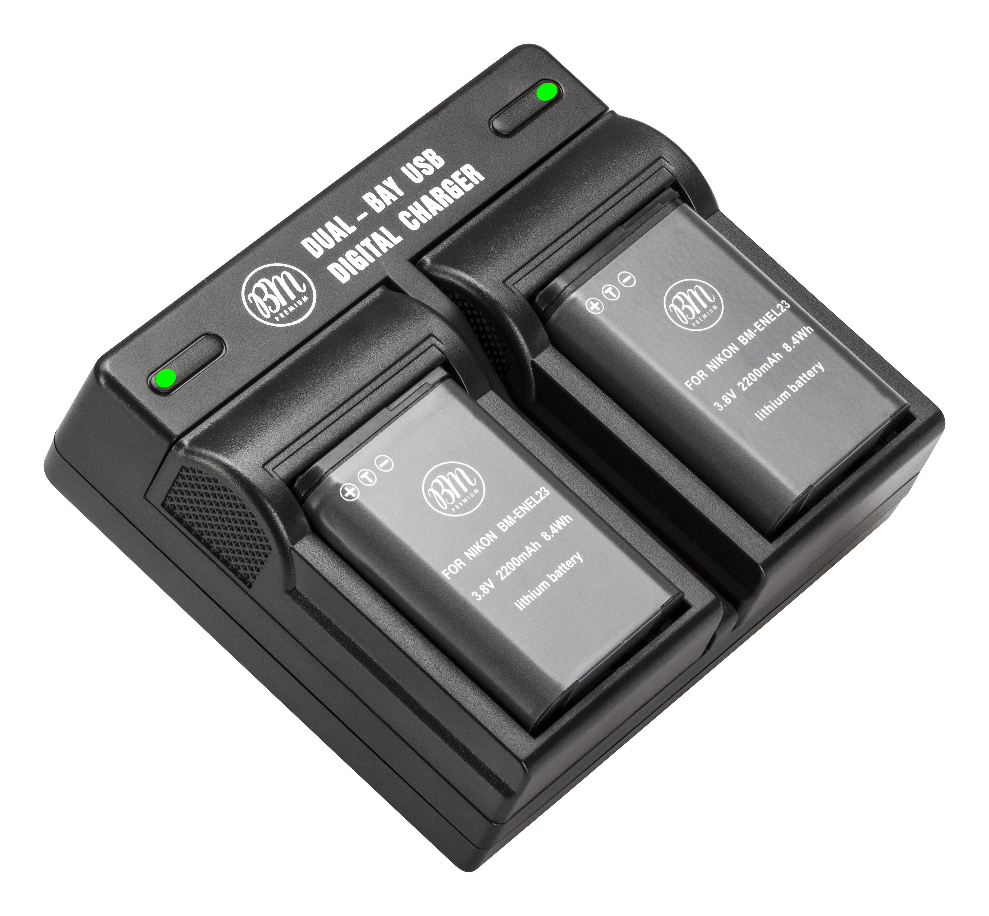 BM Premium 2 Pack of ENEL23 Batteries and Dual Battery Charger for Nikon Coolpix B700, P900
