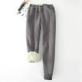 thumbnail image 4 of IROINNID Fleece Sweatpants for Women Thermal Printed Winter Pants Lamb Fleece Elastic Thickened Plush Warm Sweatpants Long Pants,Dark Gray, 4 of 8