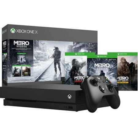 Microsoft (CYV-00279) Xbox One X 1TB Console w/ Controller Metro Saga Bundle Includes, 3 Metro Games + Microsoft XBOX ONE Official Quantum Break Controller Stand + Xbox Wireless Controller