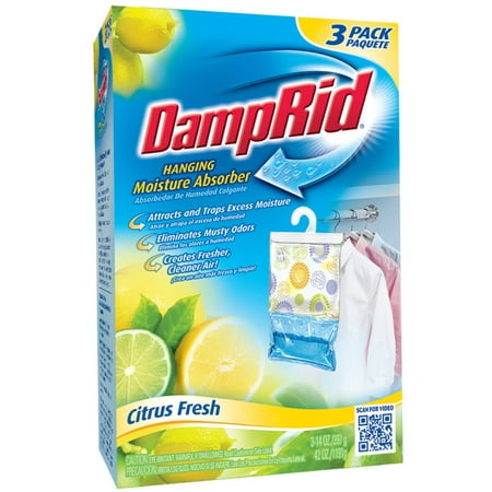 - DampRid Hanging Moisture Absorber, Citrus Fresh Scent, 3 x 14 Oz