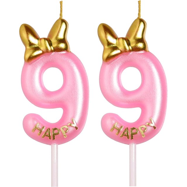 AOOLADA Bougies d'Anniversaire 99 Ans, Bougies d'Anniversaire Numérotées Roses, Décorations de Fête d'Anniversaire Topper de Gâteau Cadeaux pour Hommes Femmes