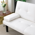 thumbnail image 6 of MIKIBAMA 67 Inch White PU Leather Modern Convertible Futon Sofa Bed Removable Armrests Built In Cup Holders Space Saving for Living Room, 6 of 6