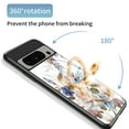 thumbnail image 2 of TECH CIRCLE For Google Pixel 8 Pro Case, Elegant Flower Case with Diamond Ring Holder Support Magnetic Car Mount Shockproof Luxury Glossy Glass Slim Phone Women Girls Case for Google Pixel 8 Pro, 2 of 15