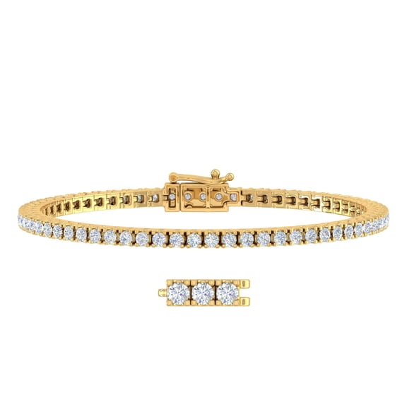 2.77 Carat Diamond Tennis Bracelet in 10K Yellow Gold (7 Inch) - IGI Certified