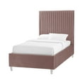 thumbnail image 4 of Inspired Home Caileigh Upholstered Velvet Full Channel Tufted Bed with Acrylic Legs, Pink, 4 of 7