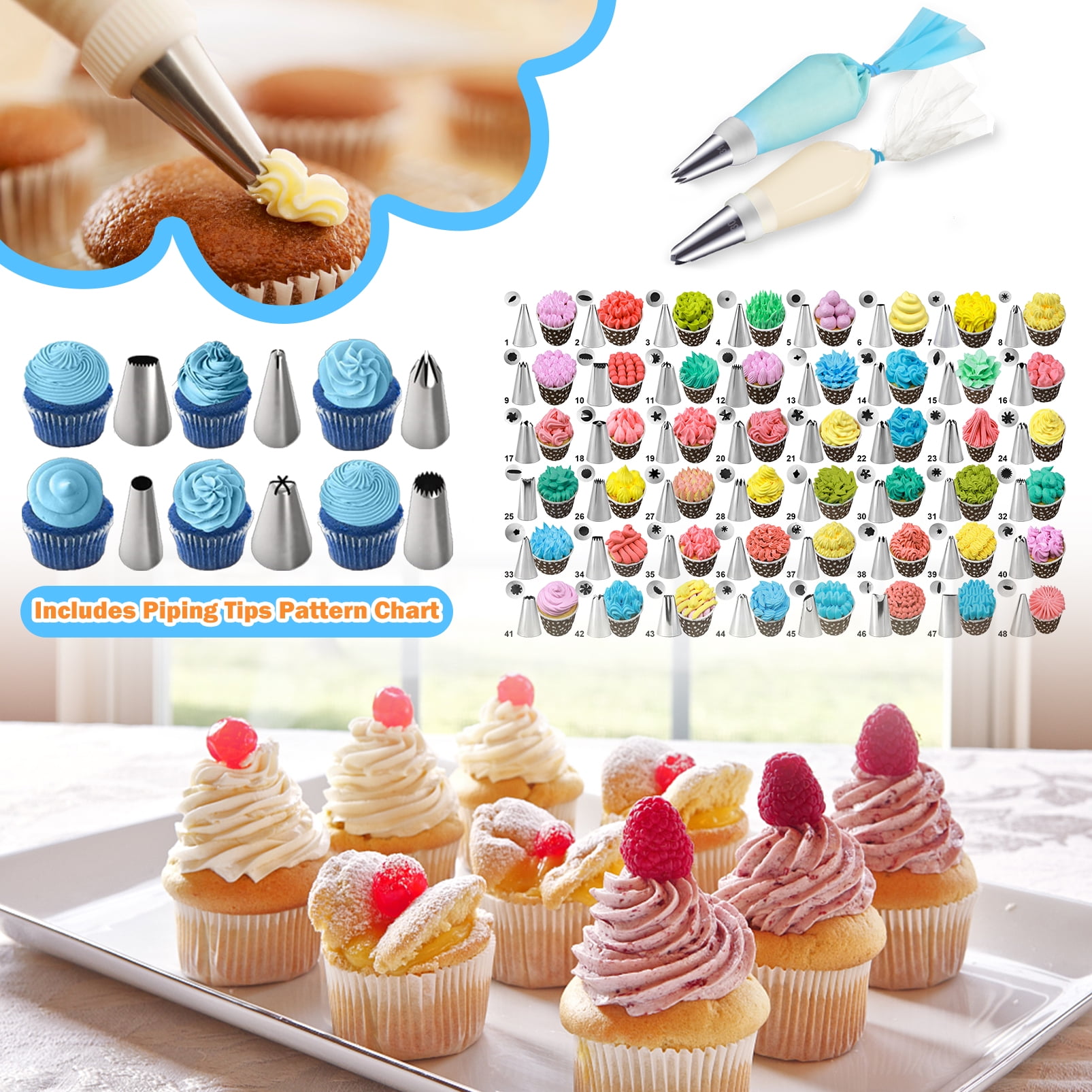 73 Pcs Cake Decorating Supplies Kit With Cake Turntable Stand Icing Tip Set  For Cupcakes Biscuits Donuts