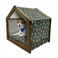 thumbnail image 1 of Cat Pet House, Cartoon Style Feline Pattern on a Hearts Dots and Fish Background Animal Theme, Outdoor & Indoor Portable Dog Kennel with Pillow and Cover, 5 Sizes, Multicolor, by Ambesonne, 1 of 5