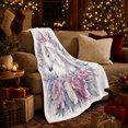 thumbnail image 3 of White horse blush floral wreath Flannel Blanket cozy watercolor equine artwork Home Decor for couch bedroom reading nook, Birthday Gift for horse lovers and moms, 3 of 9