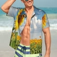 thumbnail image 7 of Balery butterfly and sunflower Print Men's Hawaiian Shirts Short Sleeve Beach Shirt Relaxed Fit Vacation Button Down Shirts,XX-Large, 7 of 7