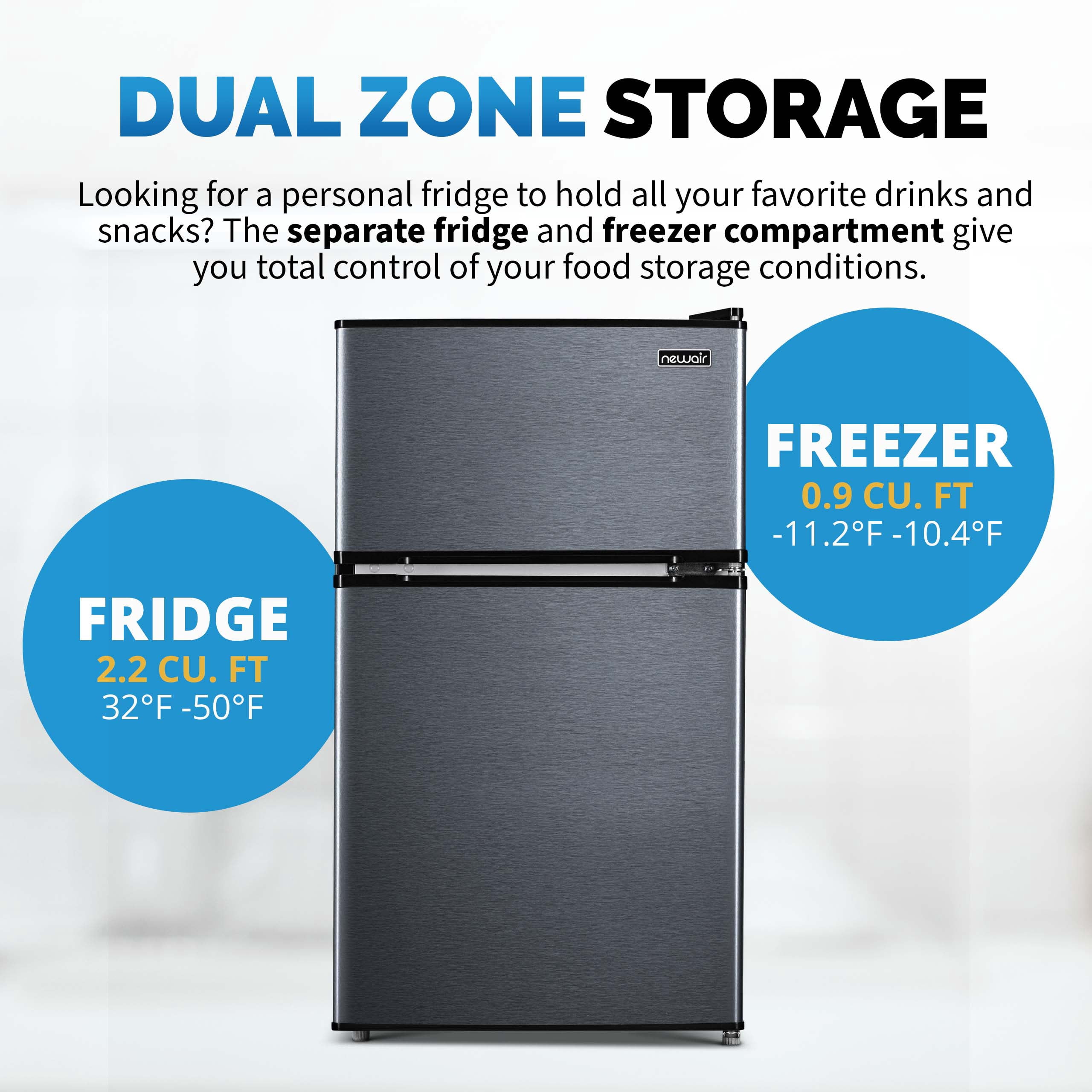 Newair 3.1 Cu. Ft. Compact Mini Refrigerator with Freezer in Gray
