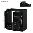 thumbnail image 5 of 30'' Bathroom Vanity without Sink, Freestanding Vanity Set with 3 Drawers & Soft Closing Doors, Modern Bathroom Storage Cabinet with Groove Pattern & Solid Wood Frame, Black, 5 of 5
