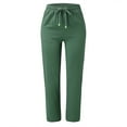 thumbnail image 4 of AKEGAMN Cotton and Elastic Waist Drawstring Long Solid Straight Casual Pants, Green XL, Size S-3XL, 4 of 6