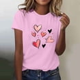 thumbnail image 2 of Camiseta de Manga Corta de Cuello Redondo con Patrones de Corazón de Moda de Primavera de las Mujeres Vintage Clásico Top de Humor para Diario, Fiesta, Primavera Y Verano, 2 of 5