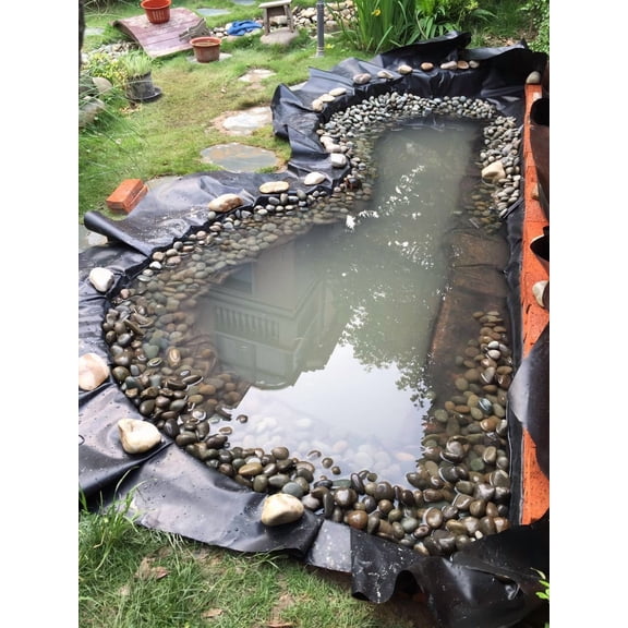 Pond Liner Pond Liners 13x13FT 4.7 Mil Waterproof Durable Black Fish Pond Liner