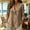 Khaki plus size linen blouse a1, variant on Women Plus Size 3/4 Sleeve Linen Blouse Curved Hem Collared Casual Loose Fit Tunic Tops for Summer Holiday Beach Vacation St Patrick Day Spring Outfits, Purple S