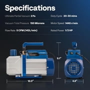 SPECSTAR 110V 1/3 HP 5CFM Single Stage A/C Vacuum Pump and 4 Way AC Manifold Gauge Set Kit with Leak Detector 5ft Hoses for R134a R12 R22 R502 R410a HVAC Air Conditioning Refrigeration Recharging