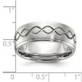 thumbnail image 4 of Chisel Stainless Steel Brushed and Polished Scroll Design 8mm Ridged Edge Band, 4 of 6